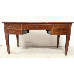 Louis XVI Style Flat Desk In Mahogany And Veneer XIX Century