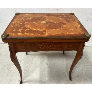 Louis XV Style Games Table With Inlaid Decoration XX Century