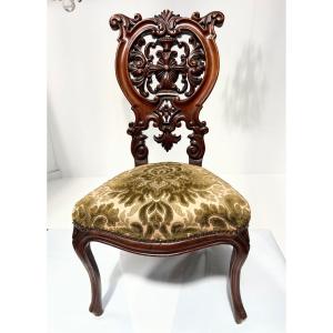 Carved Mahogany Napoleon III Period Chaise Longue 19th Century