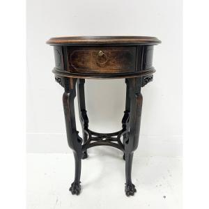 Asian-style Pedestal Table In Natural Wood XX Century