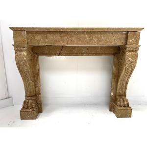 Napoleon III Mantel With Claw Feet In Speckled Marble XIX Century
