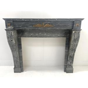 Napoleon III Mantel In Turquin Blue Marble From The 19th Century