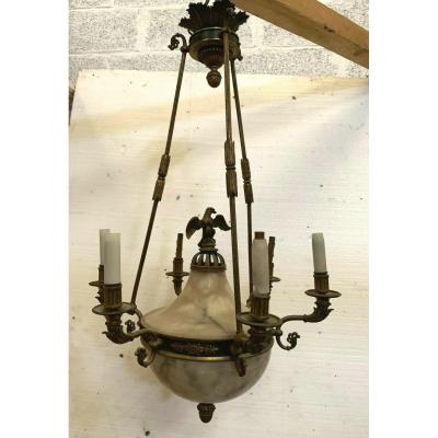 Empire Chandelier In Bronze And Alabaster XIX Century Napoleon III