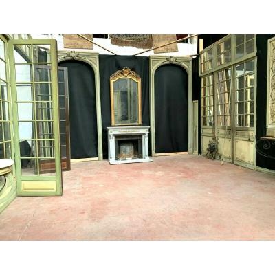 Louis XVI Style Woodwork In Patinated Wood Partition Doors XIX Century