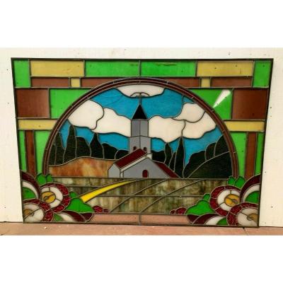 Art Deco Stained Glass A Decor Of A 20th Century Church Bell Tower