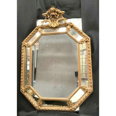 Mirror With Pare Closes In Wood And Golden Stucco Mirror Napoleon III XIX Century