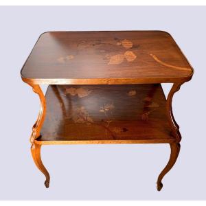 School Of Nancy Pedestal Table With Two Inlaid Trays XX Century