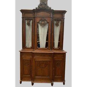 Liège Buffet In Two Body Solid Oak Patinated XX Century