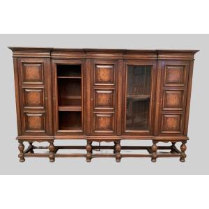 Renaissance Style Library In Solid Oak XX Century