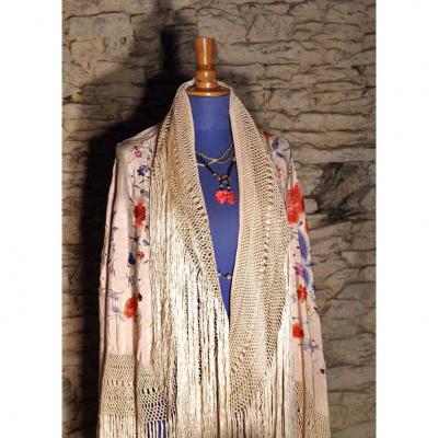 Large Embroidered Shawl, China. Early Twentieth Century