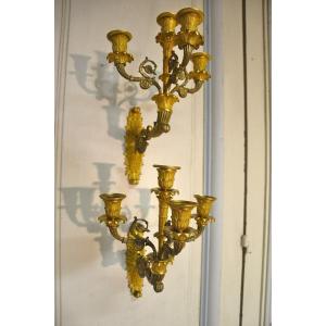 Pair Of Bronze Sconces
