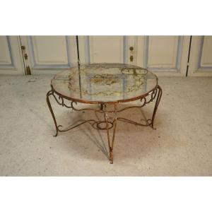 Wrought Iron And églomisé Glass Coffee Table