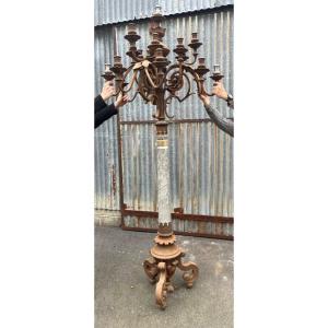 Wrought Iron And Marble Candelabra, Belle Epoque Period