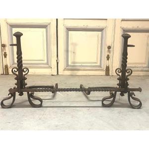 Pair Of Wrought Iron Andirons