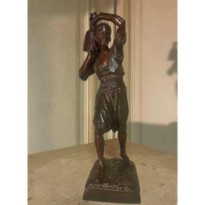 Bronze By Louis-auguste Hiolin (1846-1910) "the Water Carrier"
