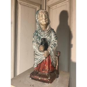 Seated Virgin Holding An Amphora, Plaster Cast From The Mid-20th Century