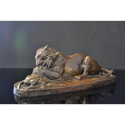 Tiger Surprising An Antelope. Antoine Louis Barye (1796-1875)