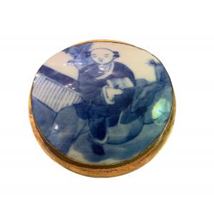 China, Round Cloisonne And Porcelain Box