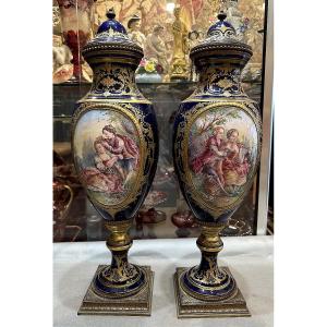 Pair Of Vases, In Sevres Porcelain