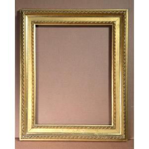Wood Frame And Golden Stucco Leaf Nineteenth Rebate: 21 X 27 Cm