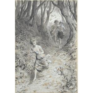 Maurice Leloir (1853-1940) Illustration Drawing Ink And Gouache