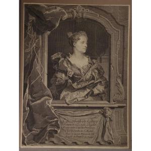 Portrait Of Elisabeth De Gouy Engraving By Johann Georg Wille Dated 1743