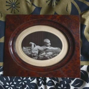 1930 Oval Photo Frame In Burl Wood