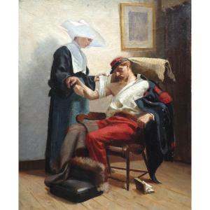 French School 19th Century The Wounded Soldier 1866