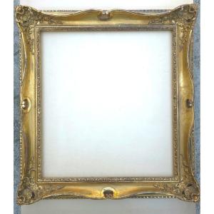 20th Century Rocaille Style Golden Frame With Gold And Wood