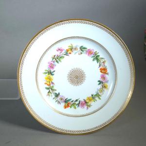 Sèvres 1836 Porcelain Plate Garland Flowers
