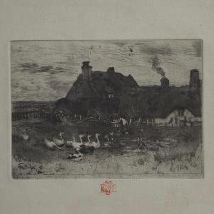 Félix Buhot (1847_1898) The Small Cottages 1878