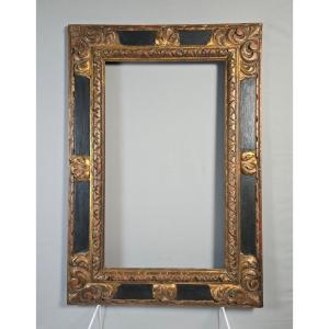 20th-century Style Polychrome Wood Frame With Rabbet: 46.5 X 27.5 Cm