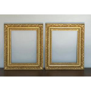 Pair Of Louis XIII Style Giltwood Frames With Rabbet: 31 X 25 Cm