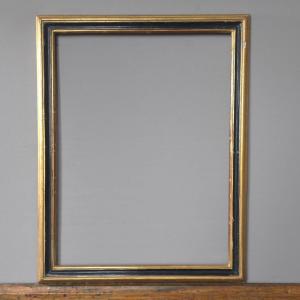 19th-century Black And Gold Frame With Rabbet: 44 X 32.8 Cm. Image Size: 42 X 31.4 Cm. Width: 3