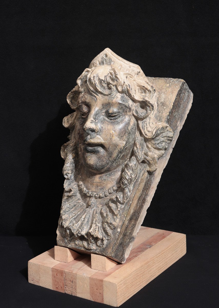 Scultura in terracotta: "Volto di fanciulla", '600-photo-2