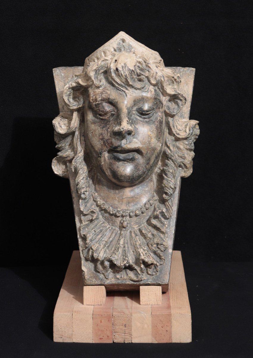 Scultura in terracotta: "Volto di fanciulla", '600