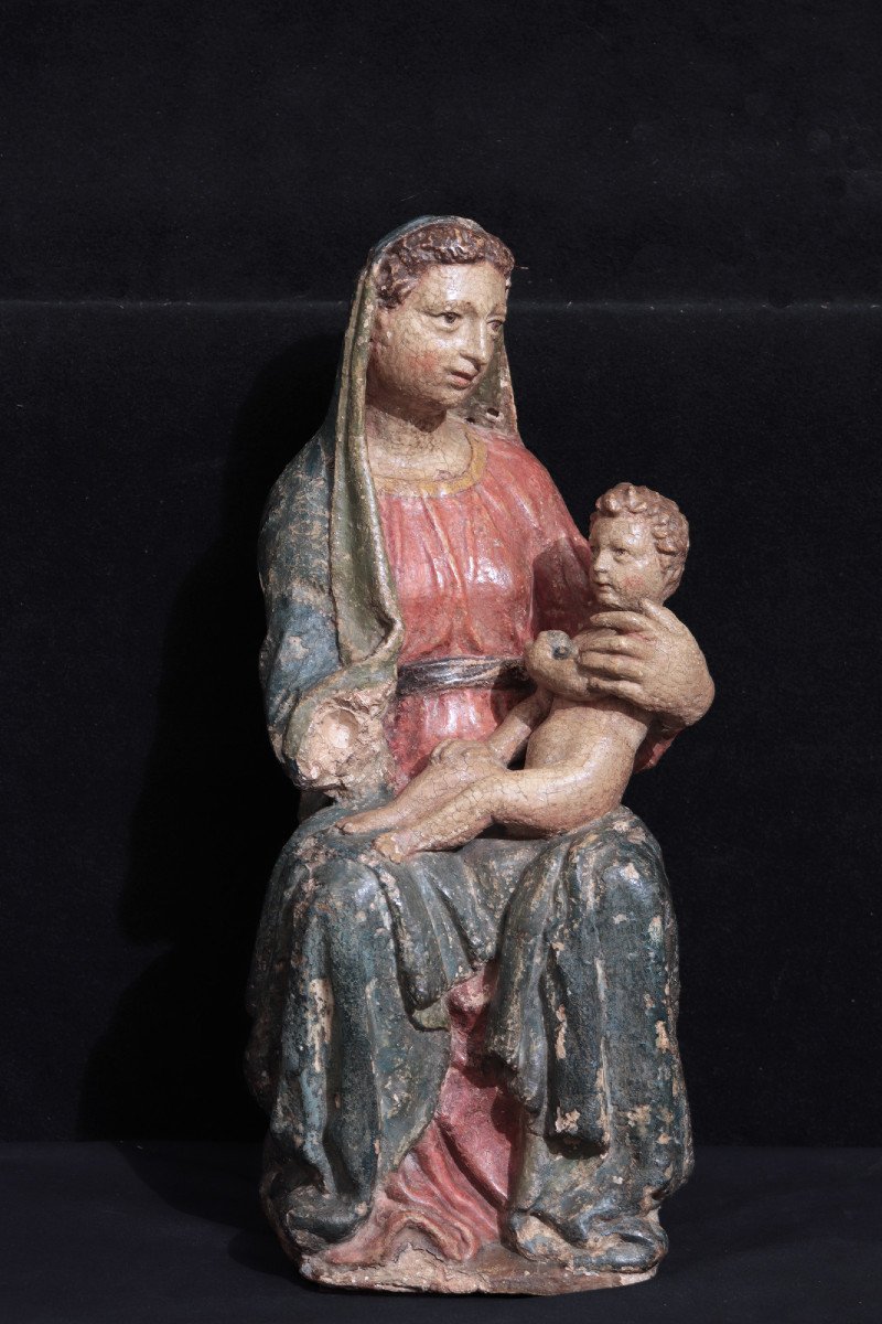 Scultura Madonna con Bambino, Siena, 15secolo-photo-3