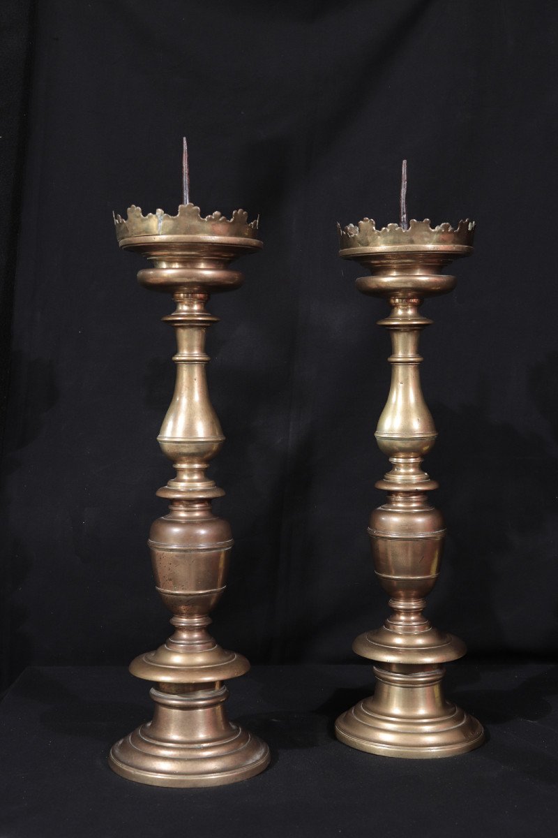 Coppia di candelieri in bronzo, Toscana, '500-photo-2