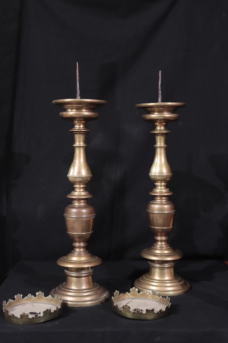 Coppia di candelieri in bronzo, Toscana, '500-photo-3