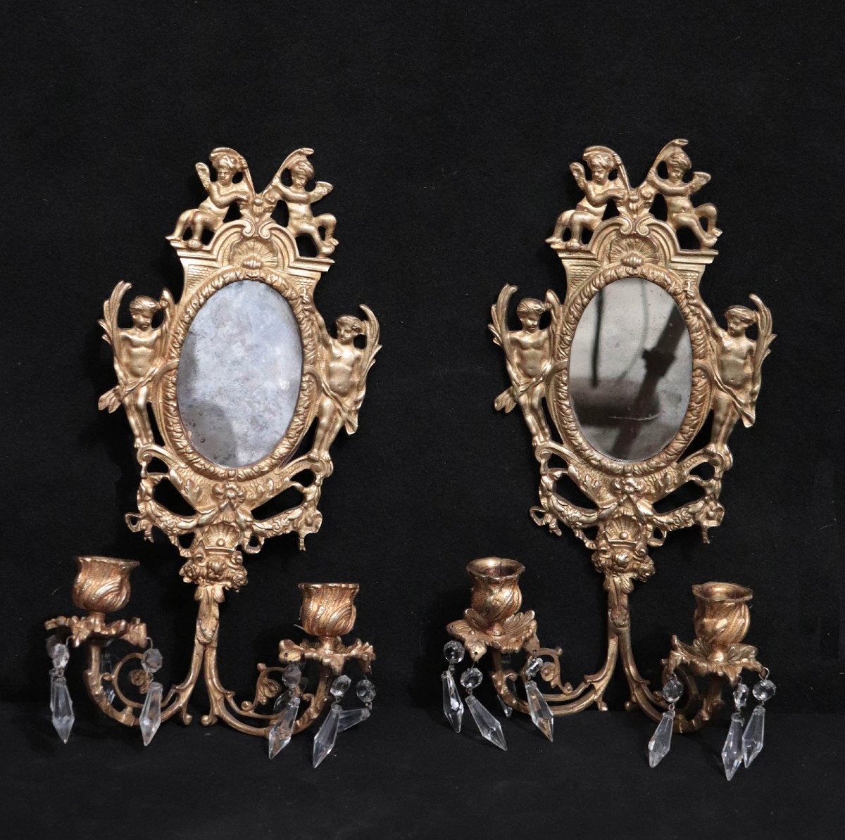 Coppia di appliques con specchio, Francia, fine '800-photo-3