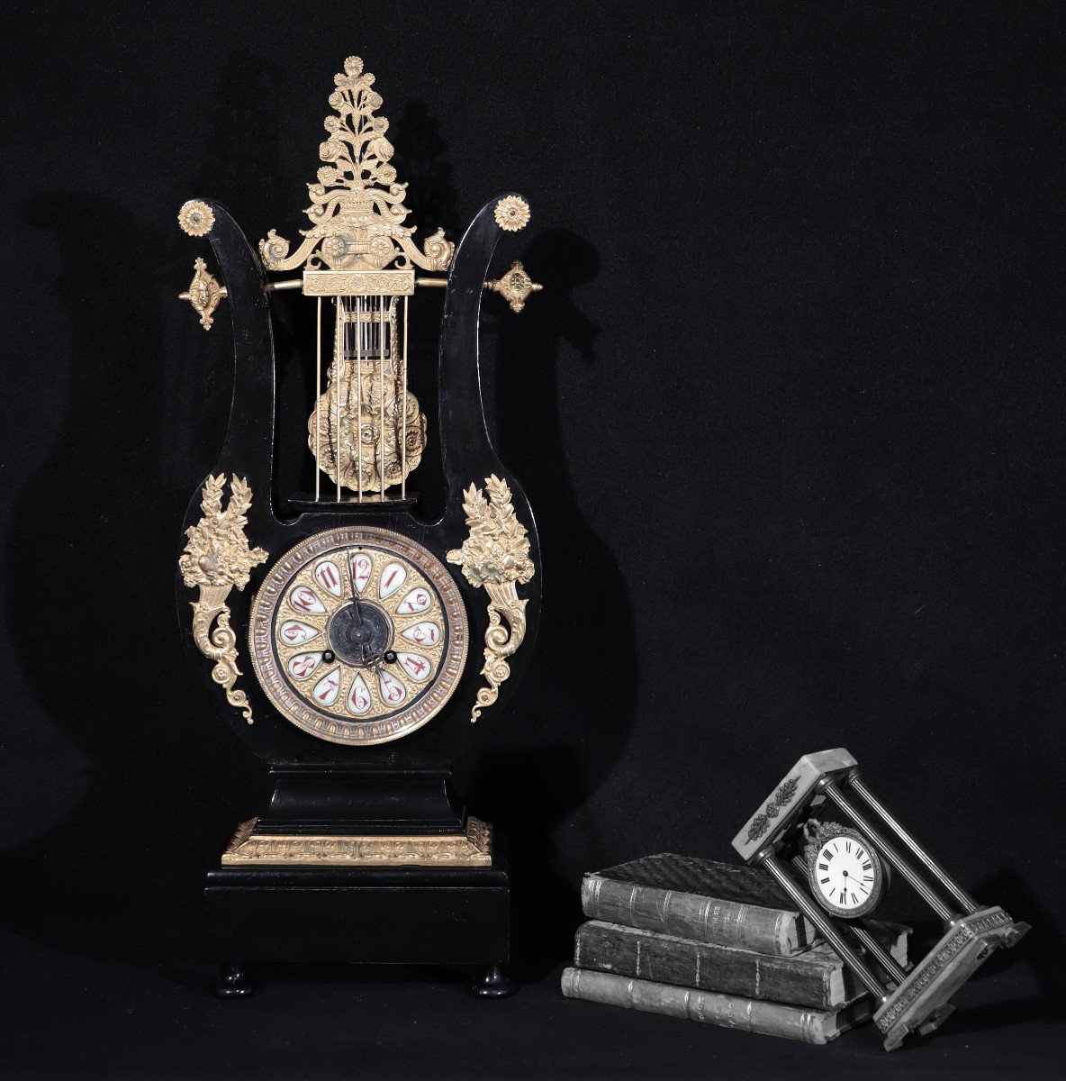 Orologio da tavolo a lira, Impero '800-photo-2