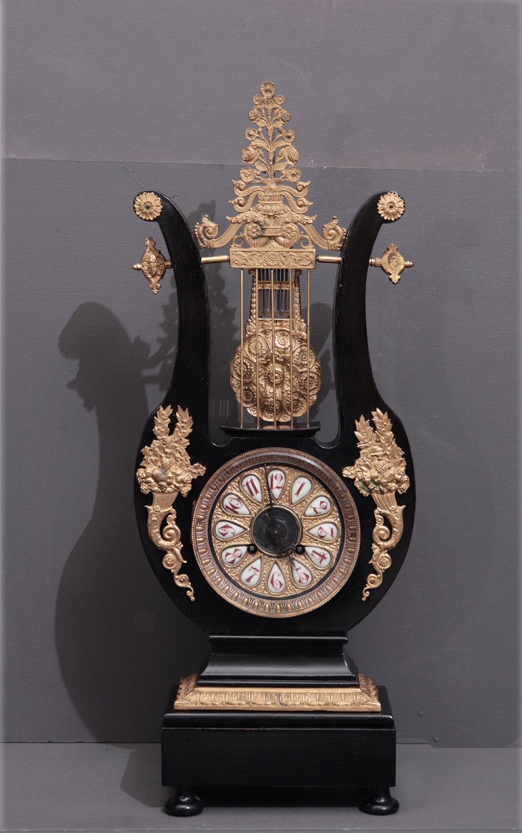 Orologio da tavolo a lira, Impero '800-photo-3