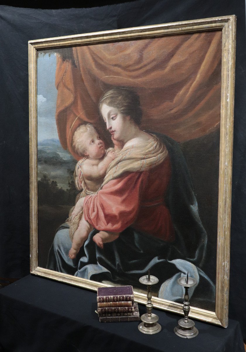 Dipinto Francese : Madonna con Bambino, '600-photo-2
