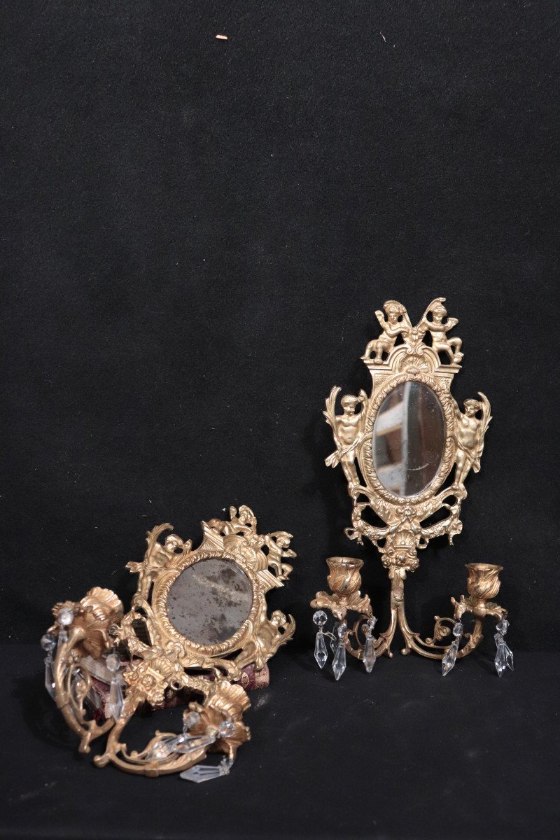 Coppia di appliques con specchio, Francia, fine '800-photo-3