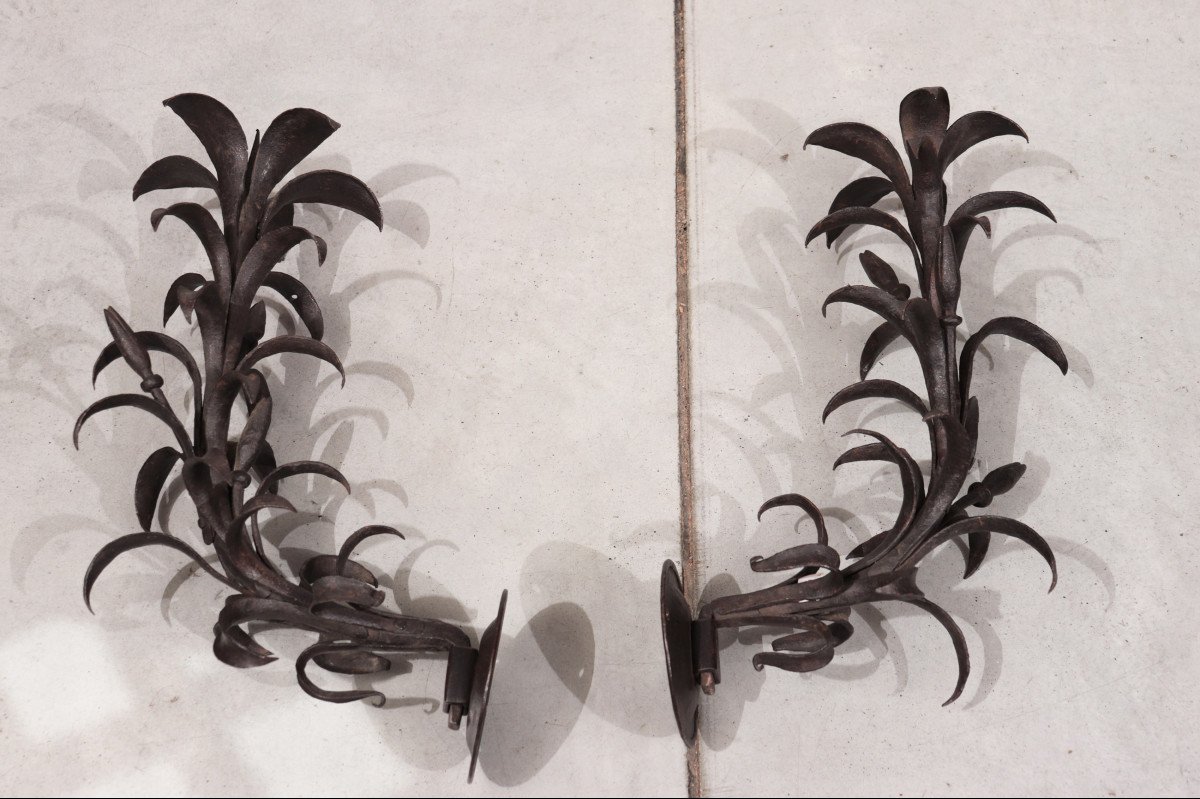 Coppia di appliques in ferro, 17 secolo-photo-3