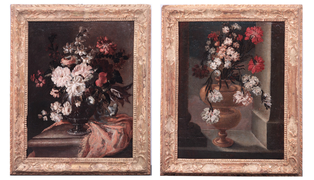 Stanchi Giovanni (roma 1608-1675) - Coppia nature morte