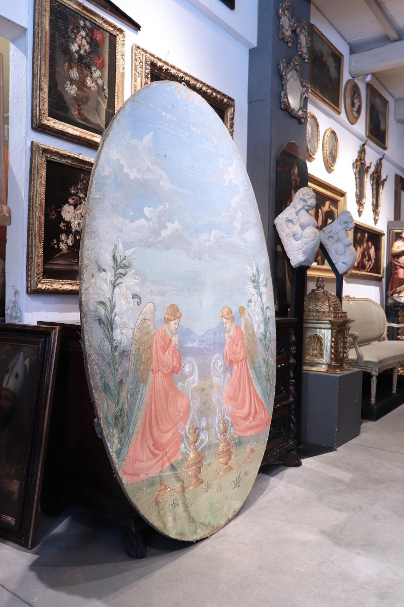 Grande dipinto: Coppia di angeli, Toscana, '900 H203CM-photo-4