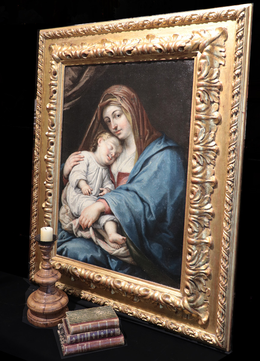Pittore Fiammingo: Madonna con Bambino Dormiente, fine '600