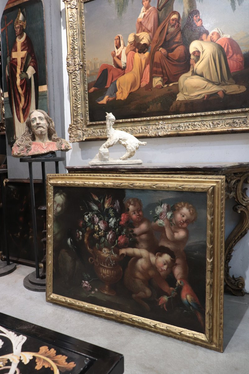 Natura Morta con Putti e fiori, Roma, fine '600-photo-4