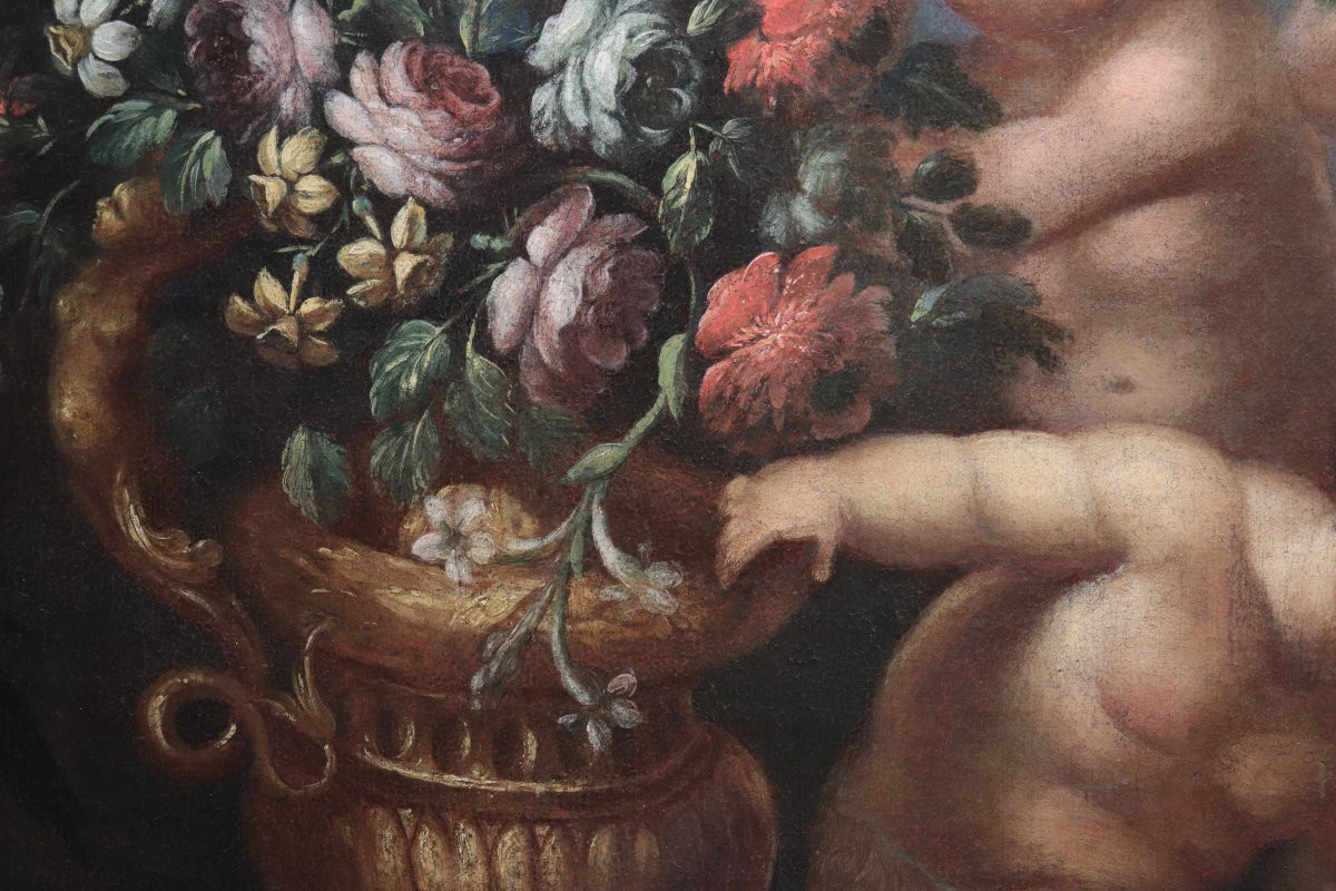 Natura Morta con Putti e fiori, Roma, fine '600-photo-2